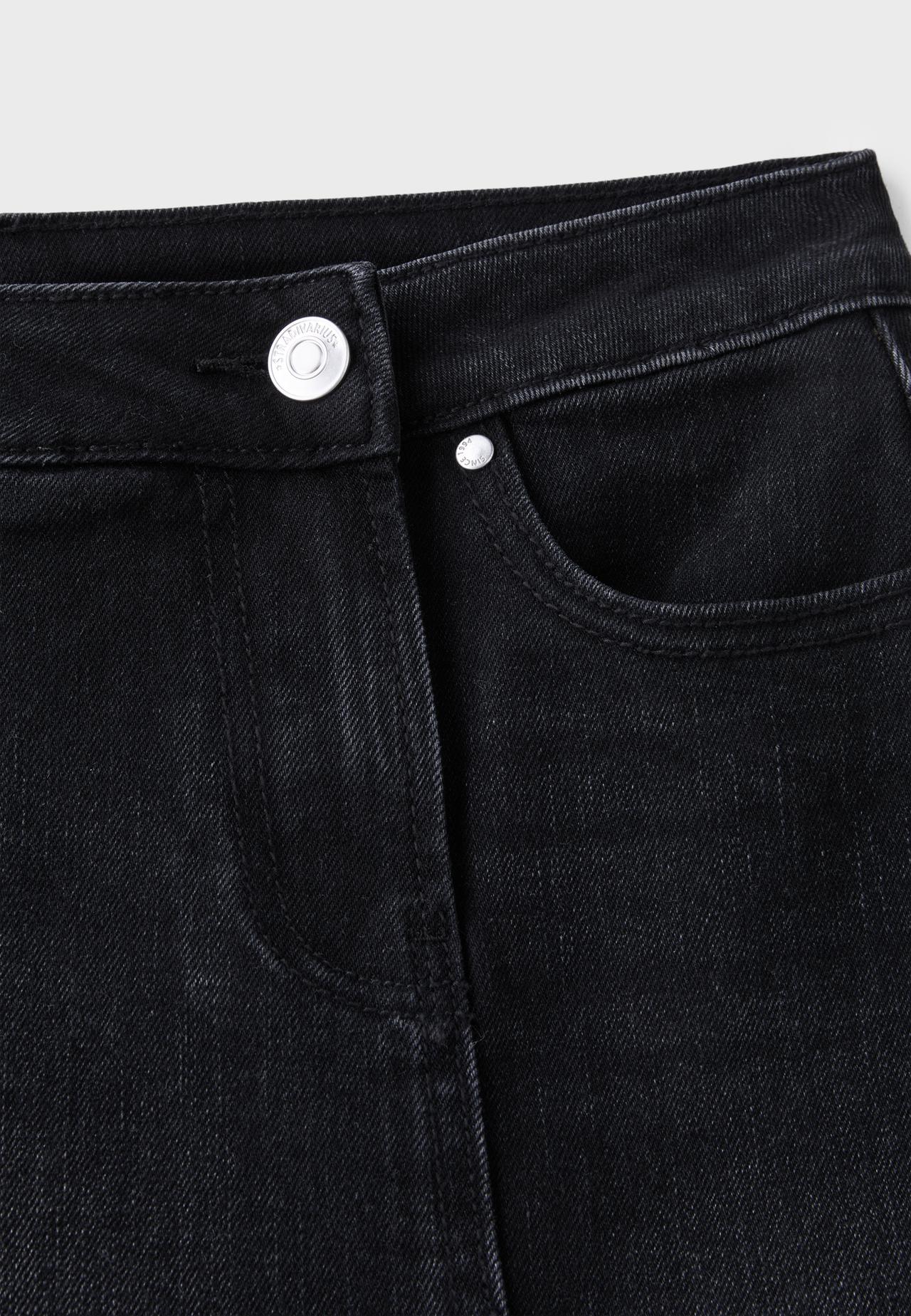 Crossover mini skort — BLACK DENIM WASH