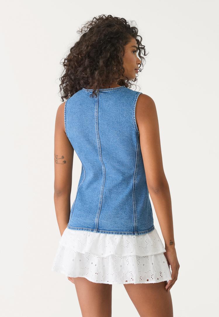 top denim botones