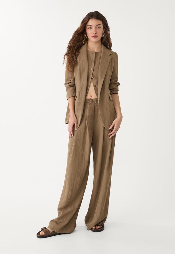 Buruşuk tasarımlı dökümlü regular fit blazer_3