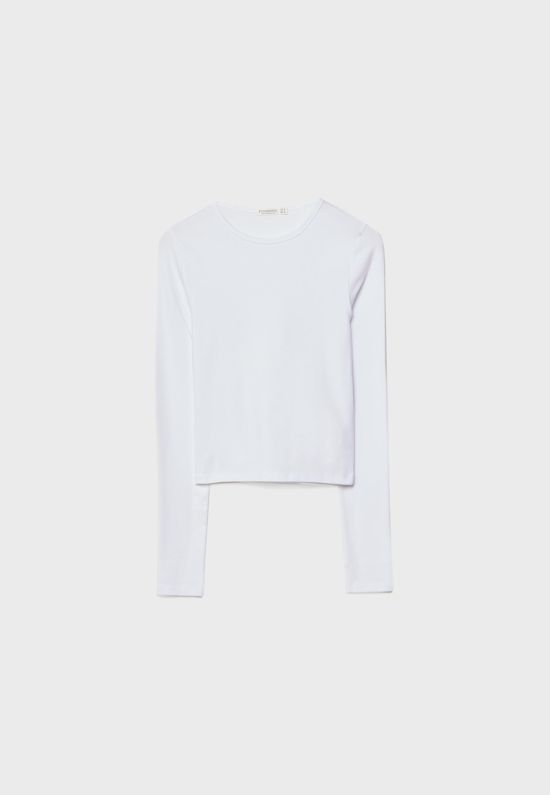 Basic long sleeve cotton T-shirt — White