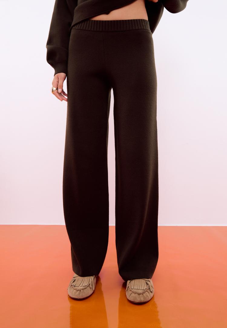 knit wide leg trousers