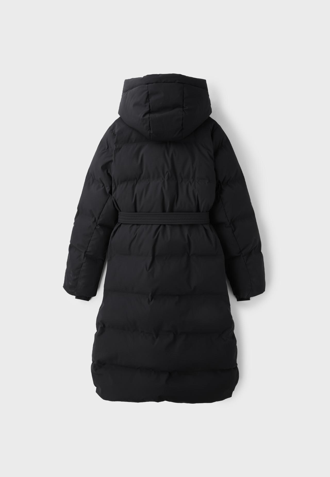 Padded coat with belt — Black