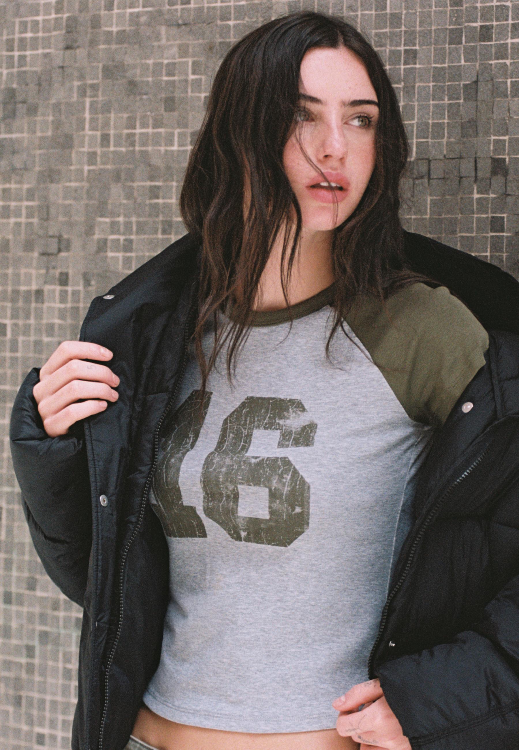 Printed short sleeve T-shirt — Khaki