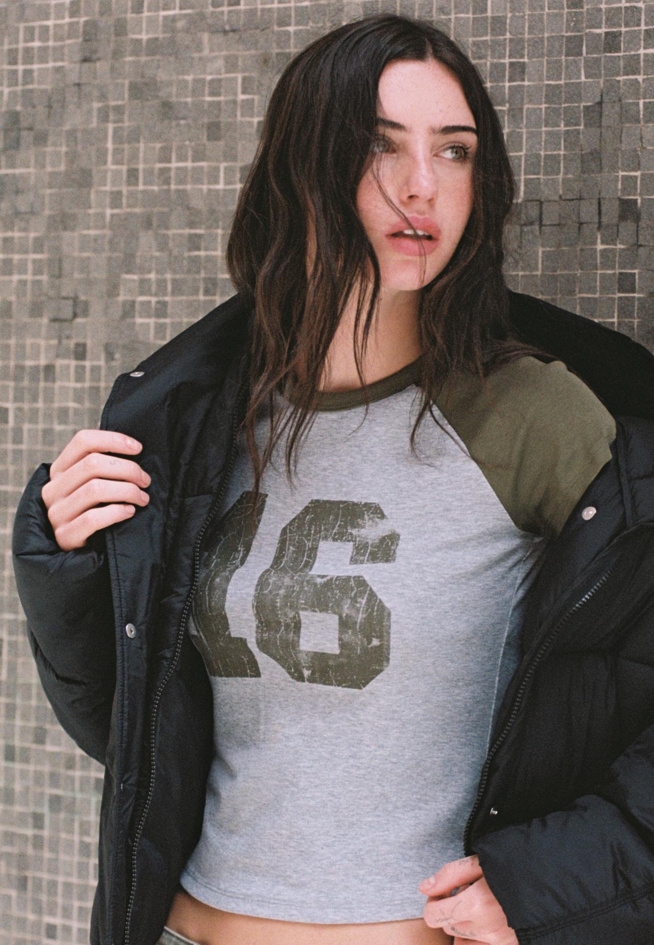 Printed short sleeve T-shirt — Khaki