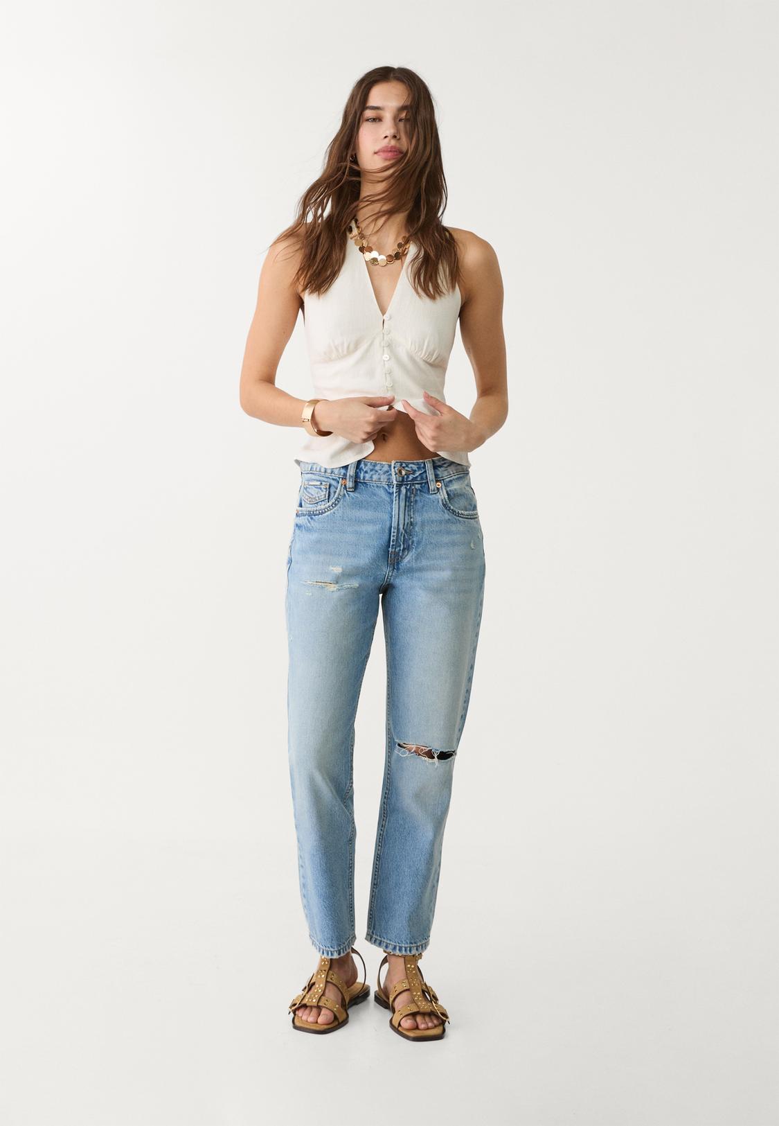 Jean Troué Jeans Femme Déchiré Jean Troué Jeans Mom Déchiré