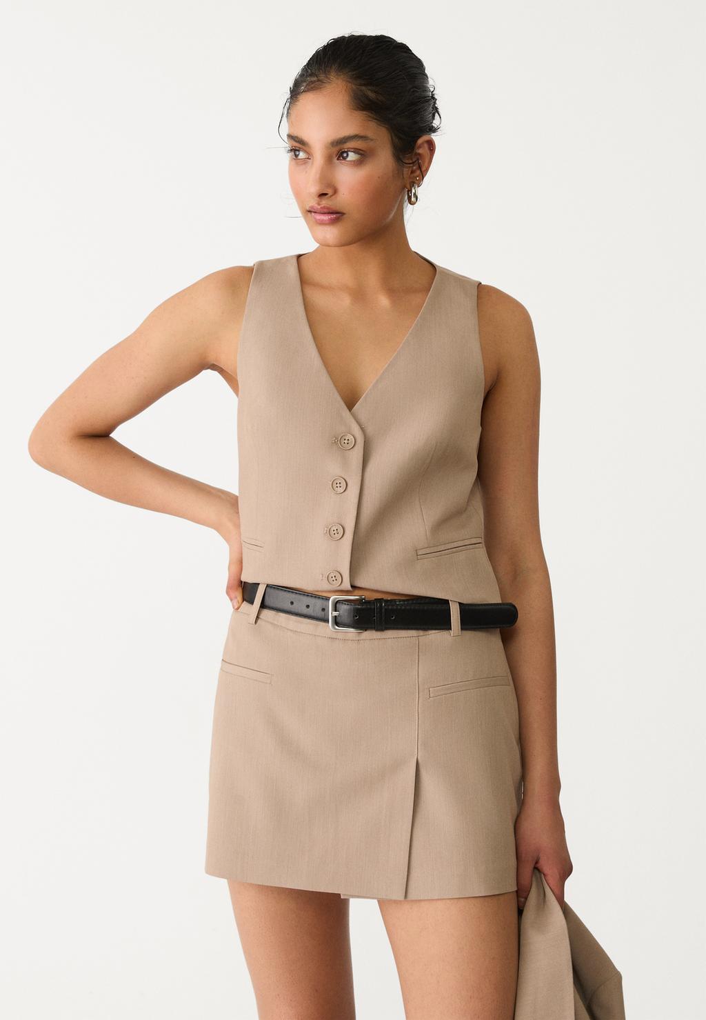 Jupe-culotte portefeuille avec ceinture