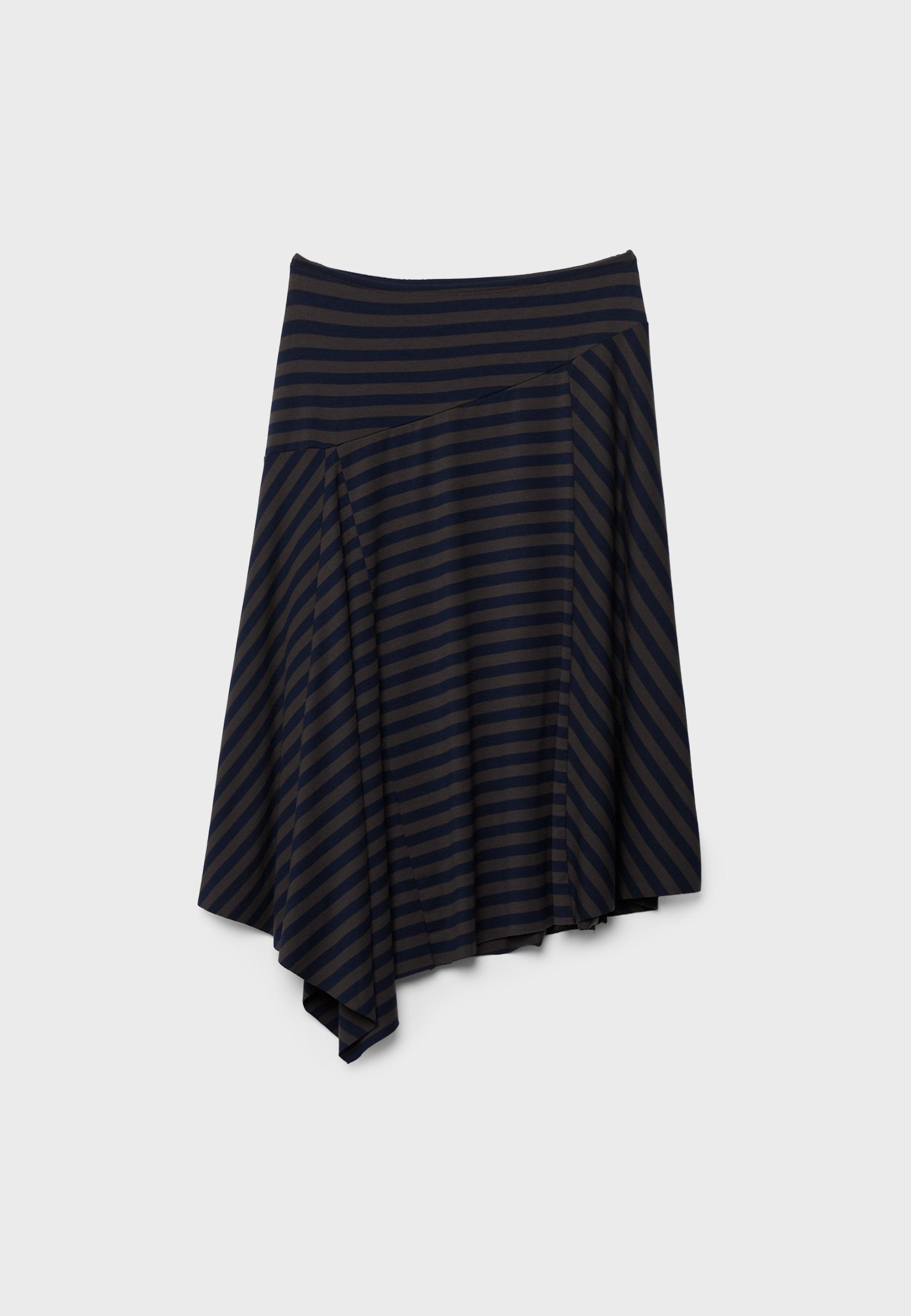 Asymmetric Striped Long Skirt — Navy blue