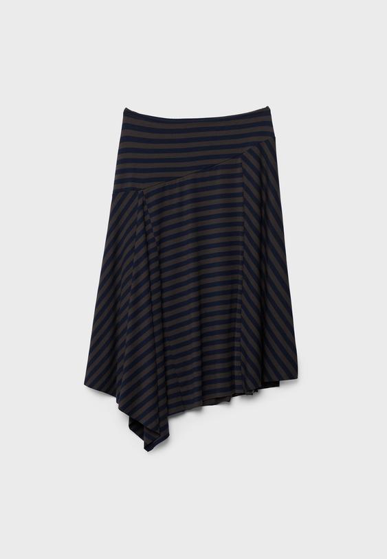 Çizgili uzun asimetrik etek - Görsel 7