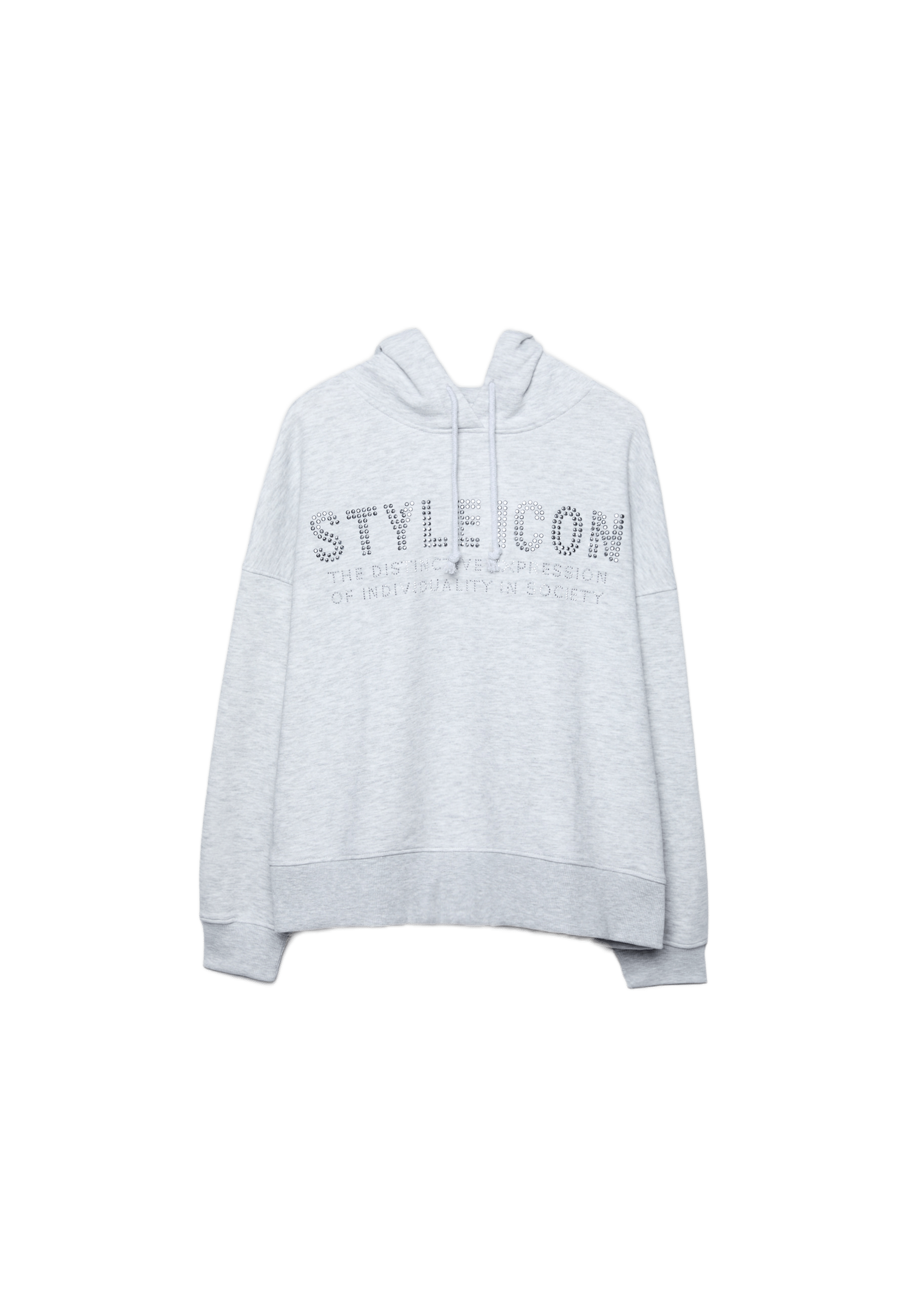 Hoodie with rhinestones — Grey melange