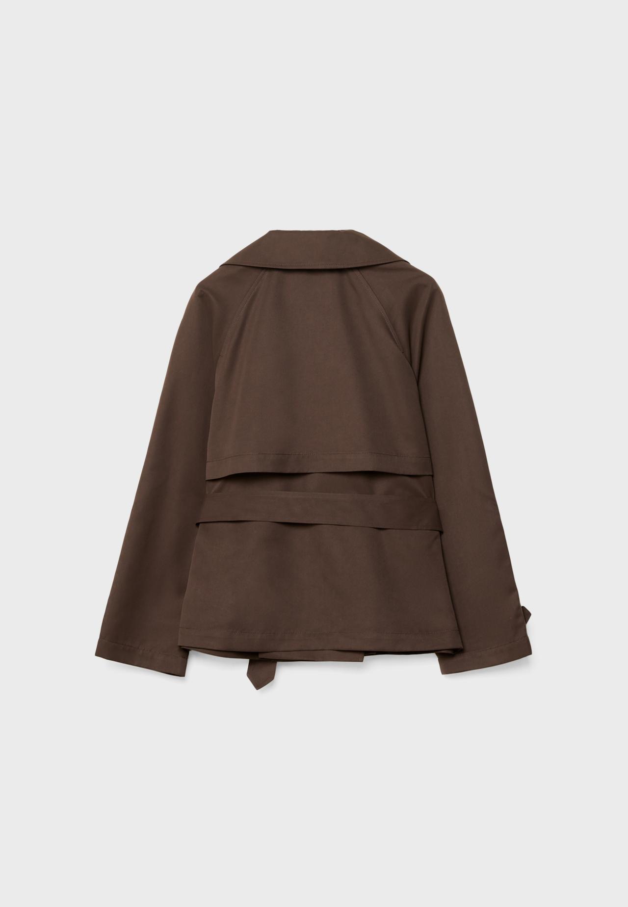Short flowing trench coat with belt — Brown