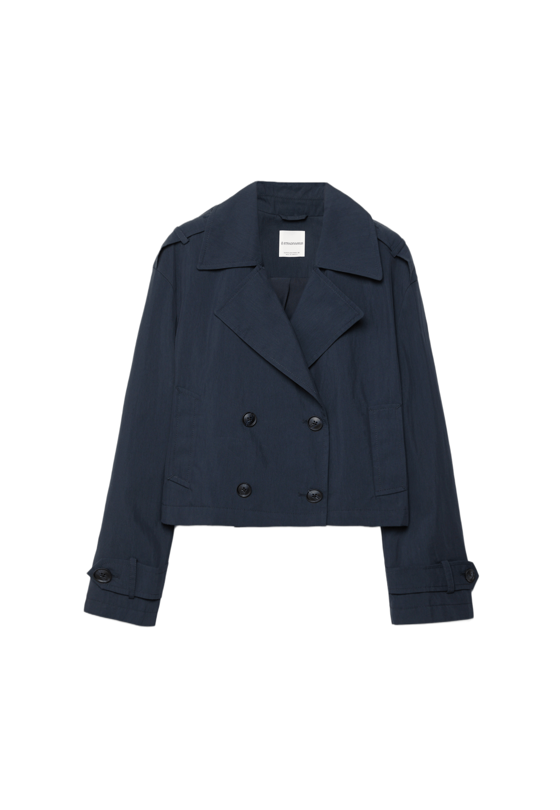 Short double-breasted trench coat — Navy blue