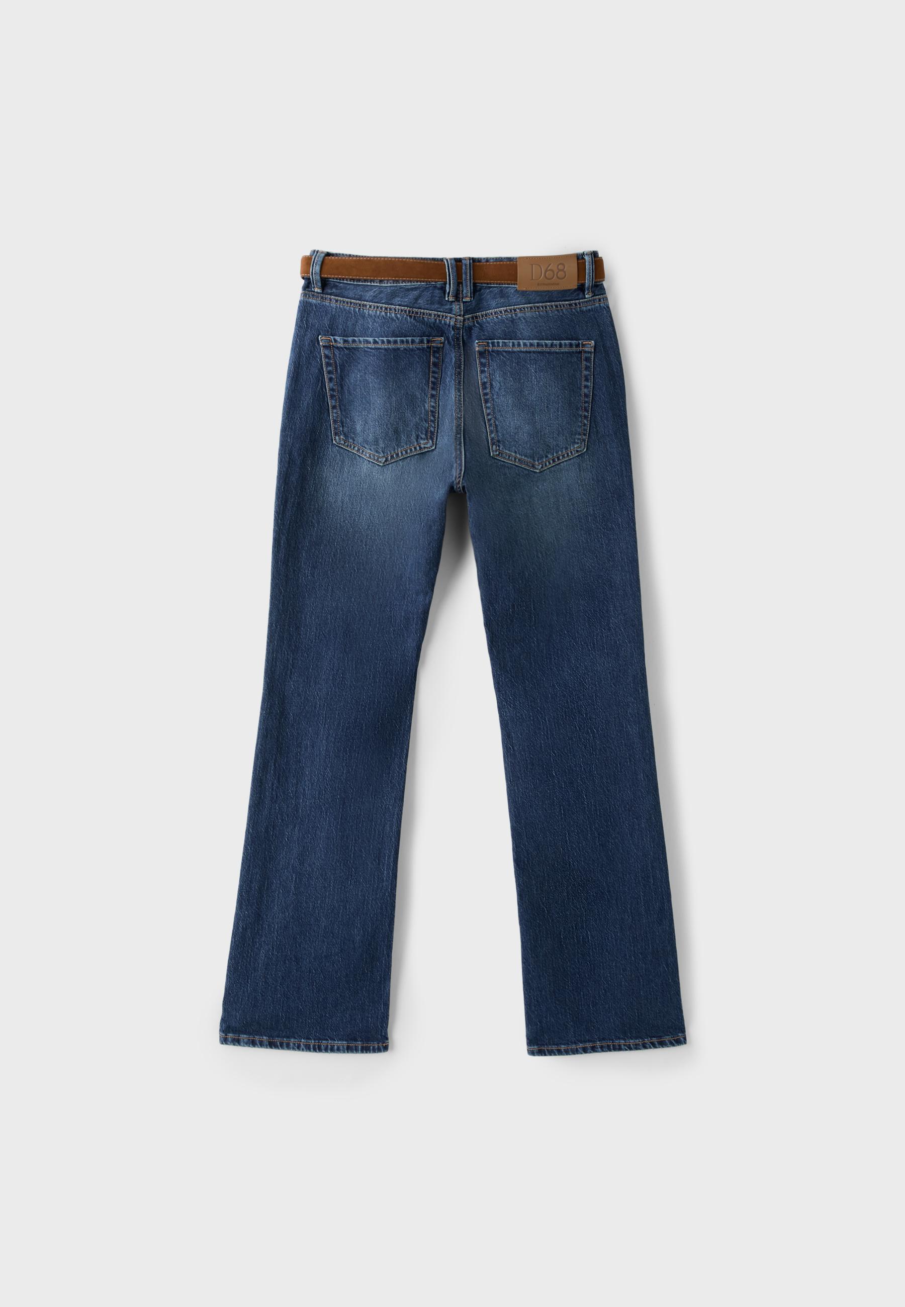 D68 Boot-cut jeans with belt — LIGHT GREY DENIM WASH (alternate view)
