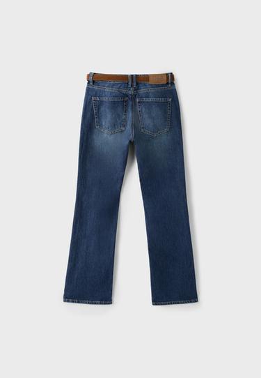 D68 boot-cut jeans with belt — LIGHT GREY DENIM WASH 8
