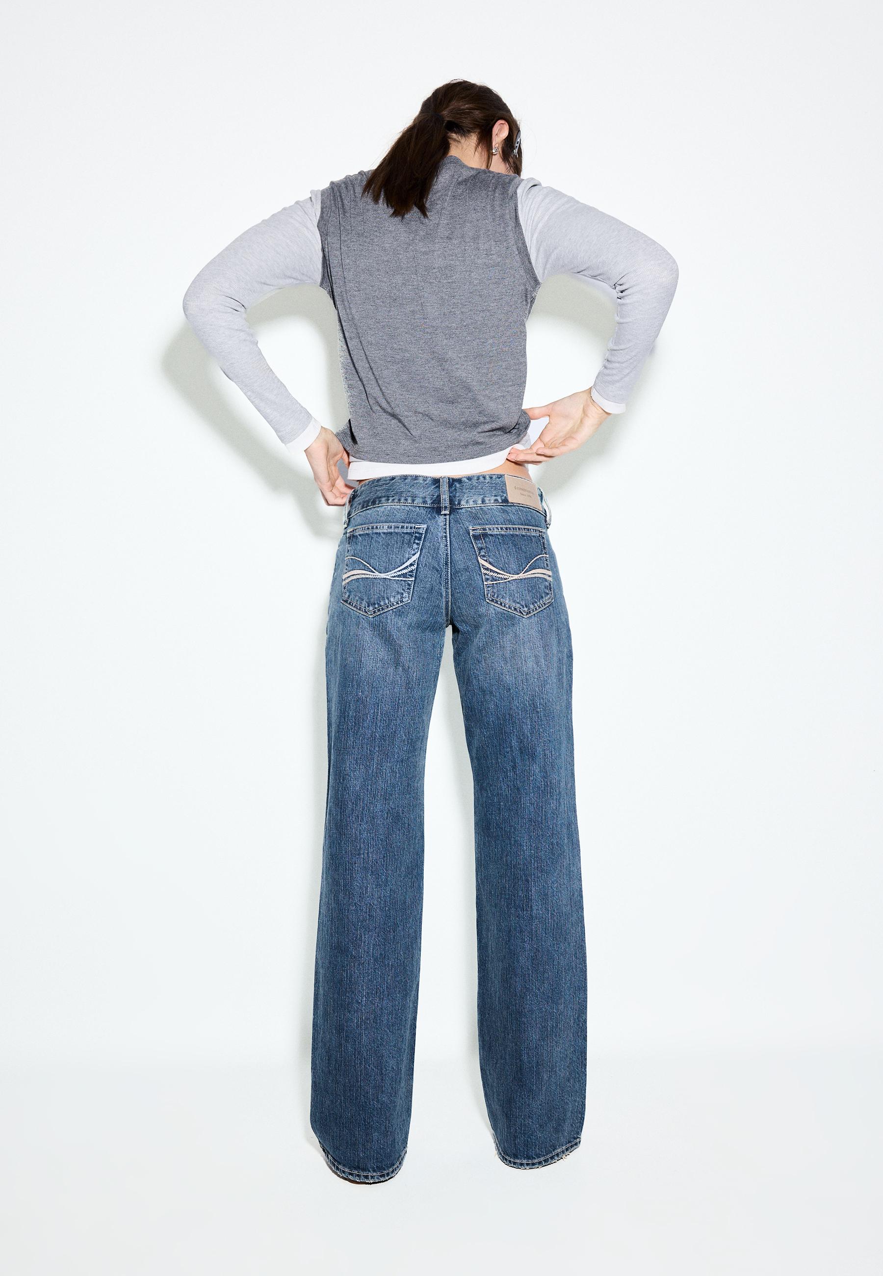 Düşük bel straight fit çekiç belli jean - Görsel 9