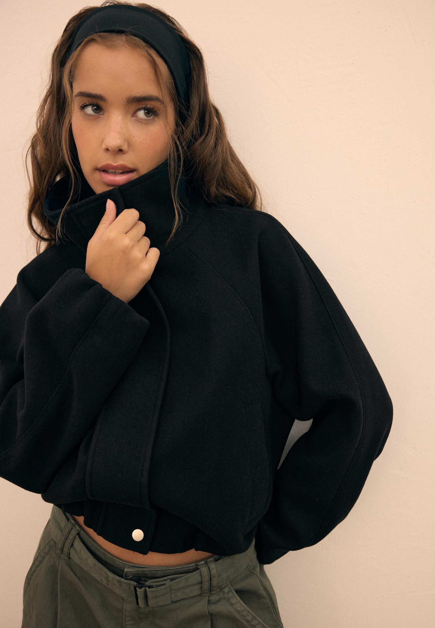 Soft-touch bomber jacket — Black