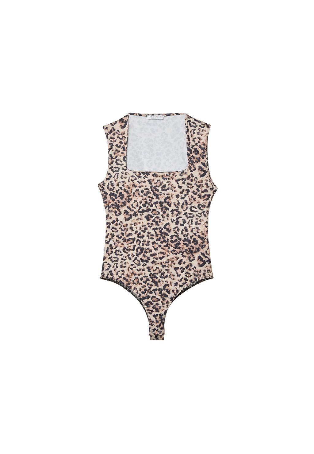 Polyamide bodysuit with square neckline