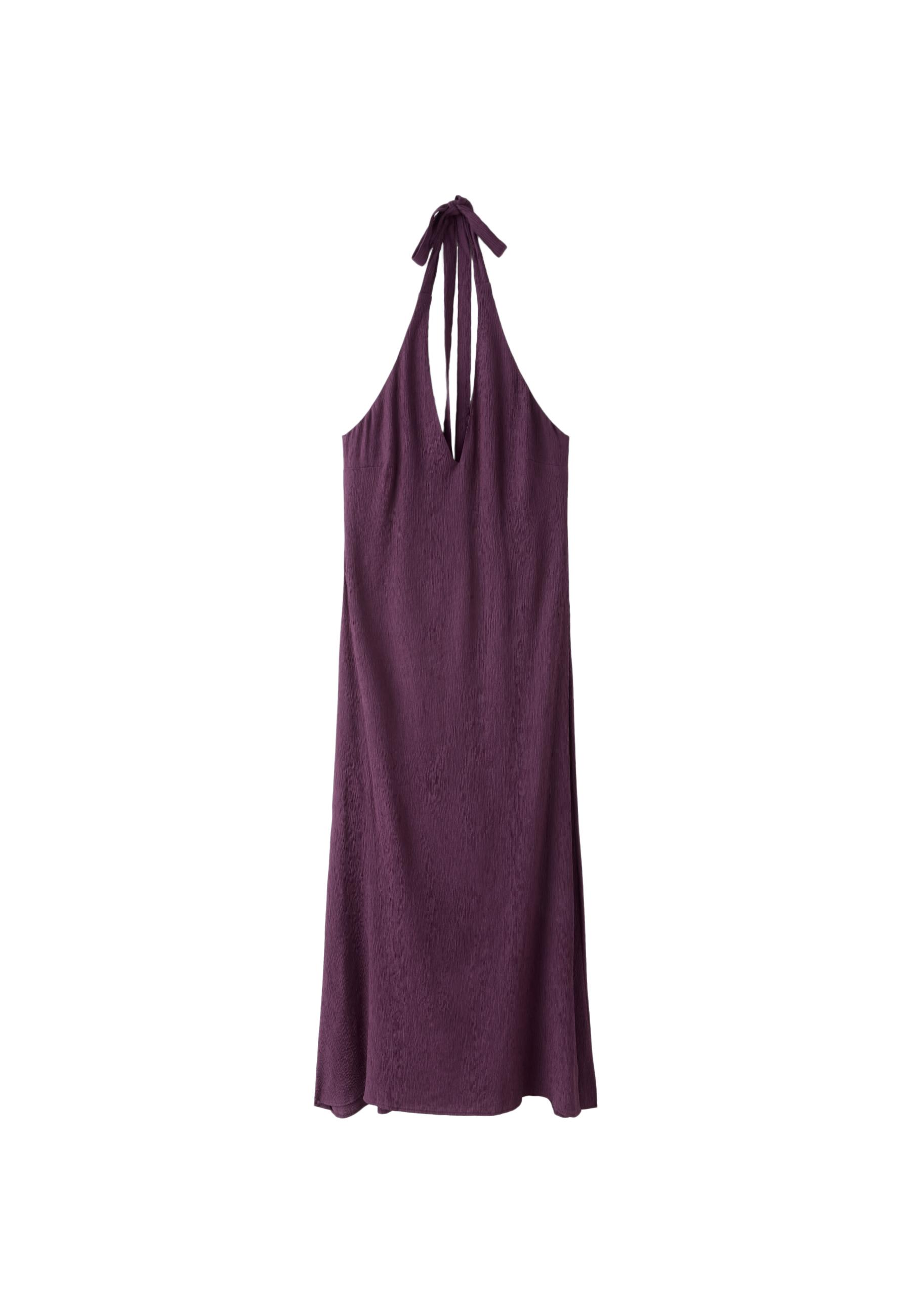 Textured halter midi dress — Purple