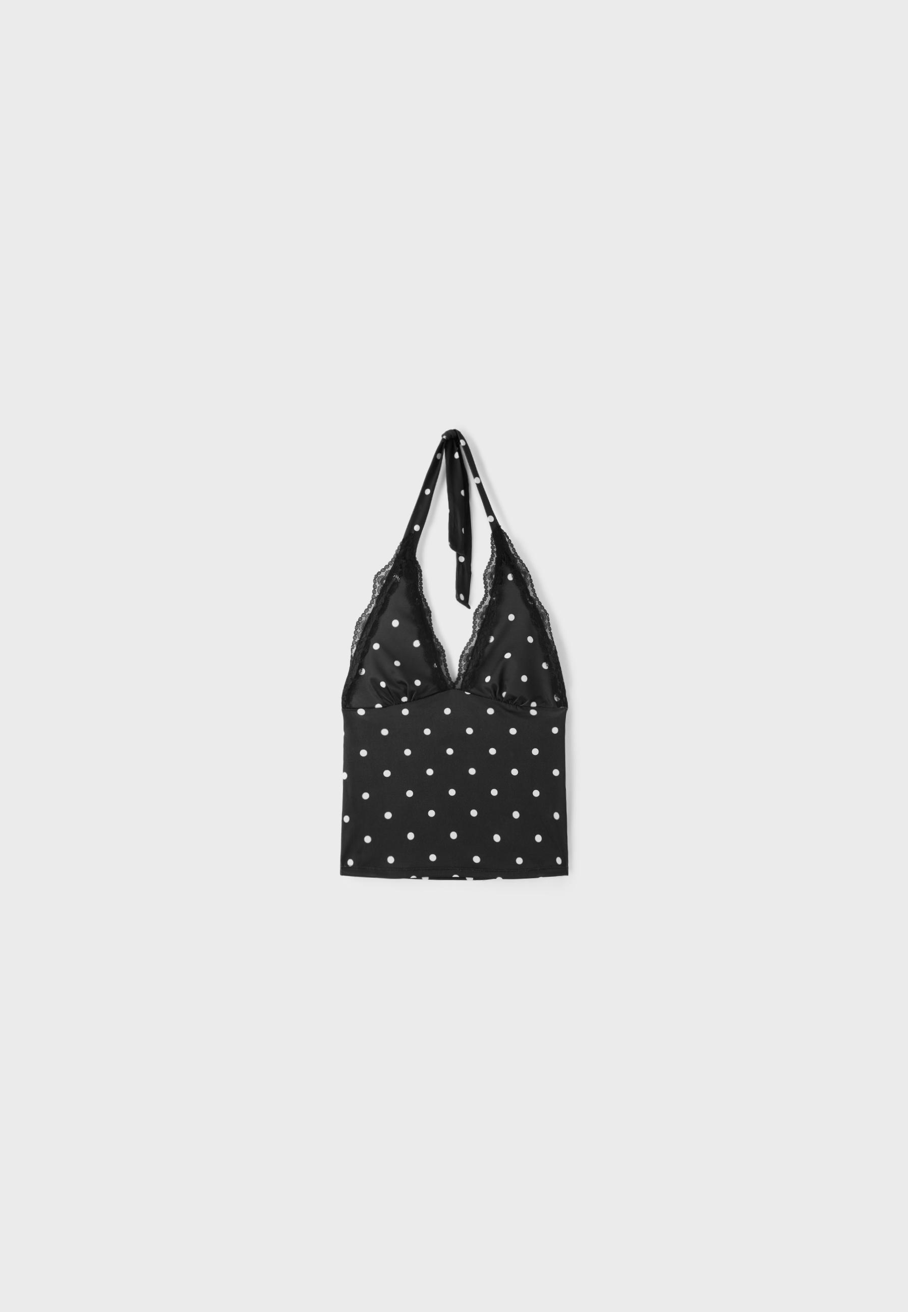 Lace halter top — GREY DENIM WASH