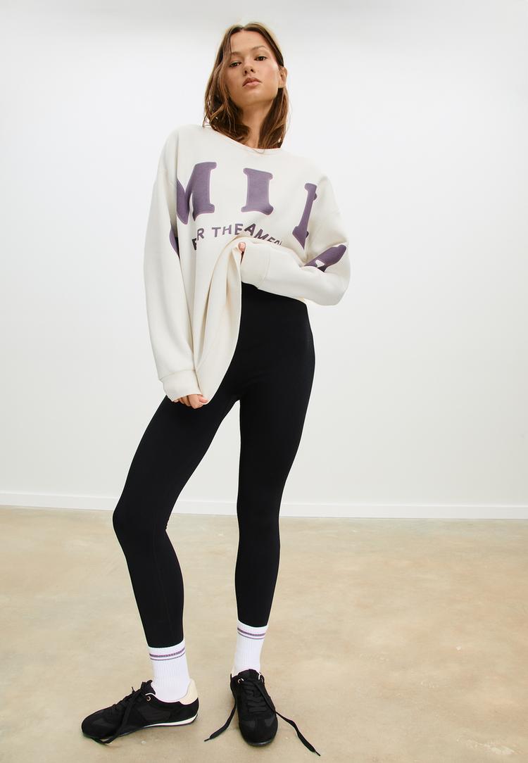 Stradivarius Ylisuuri Collegepaita Smile-Printillä Xs