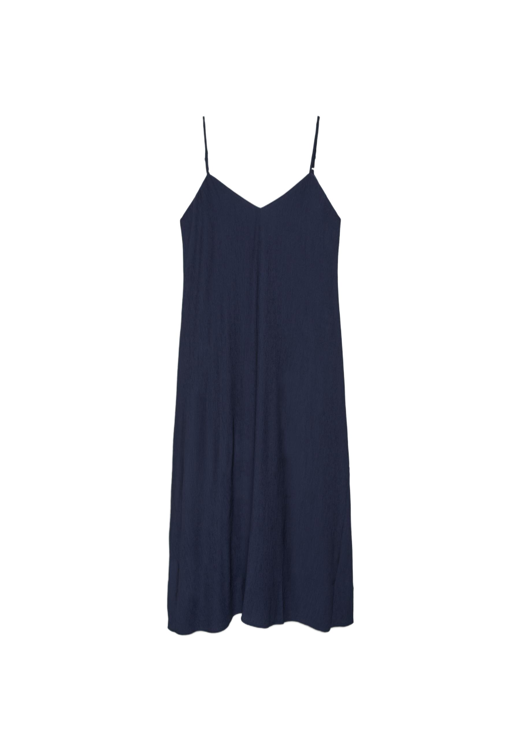 Textured strappy midi dress — Dark blue