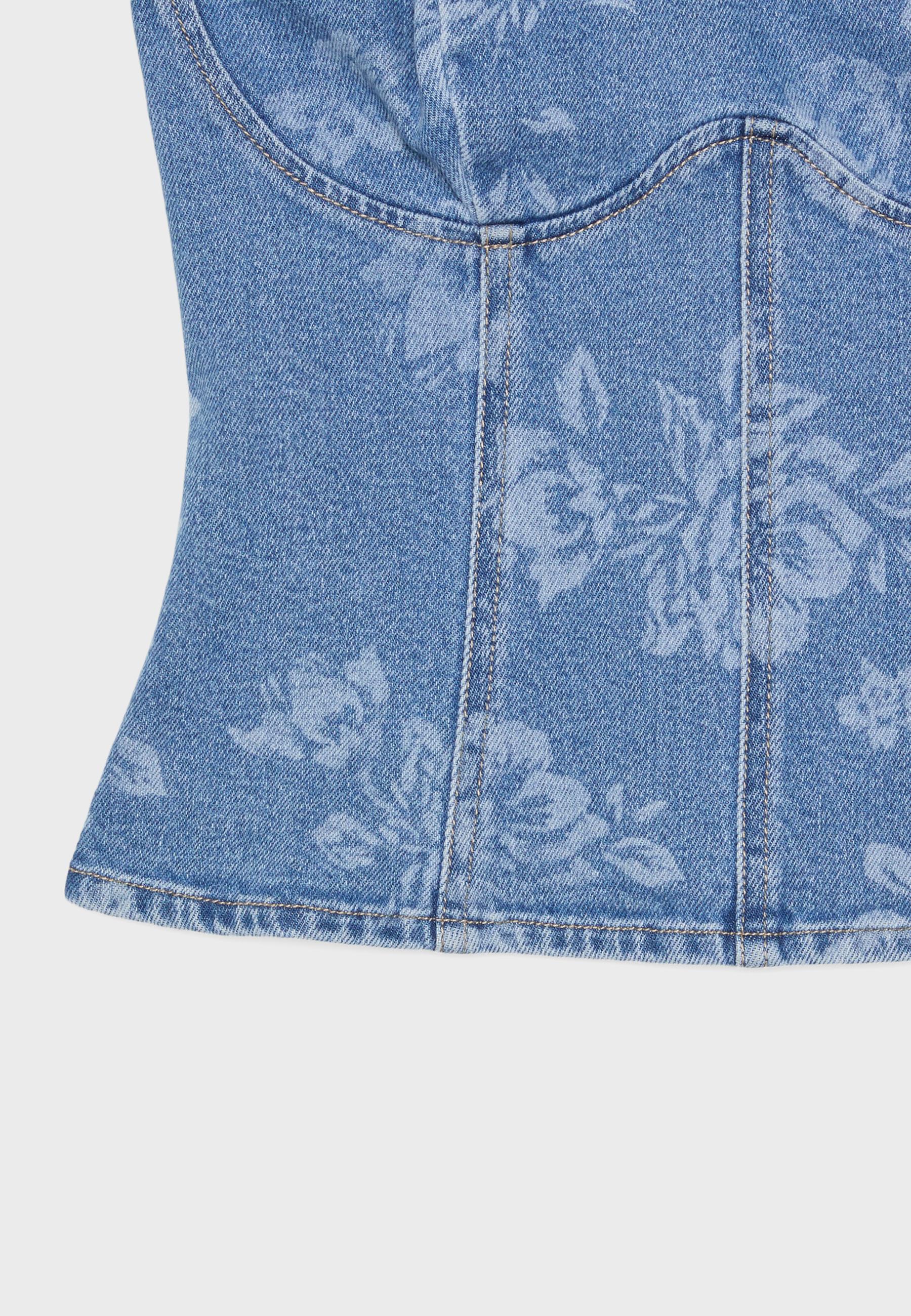 Denim bustier corset top — MEDIUM BLUE DENIM