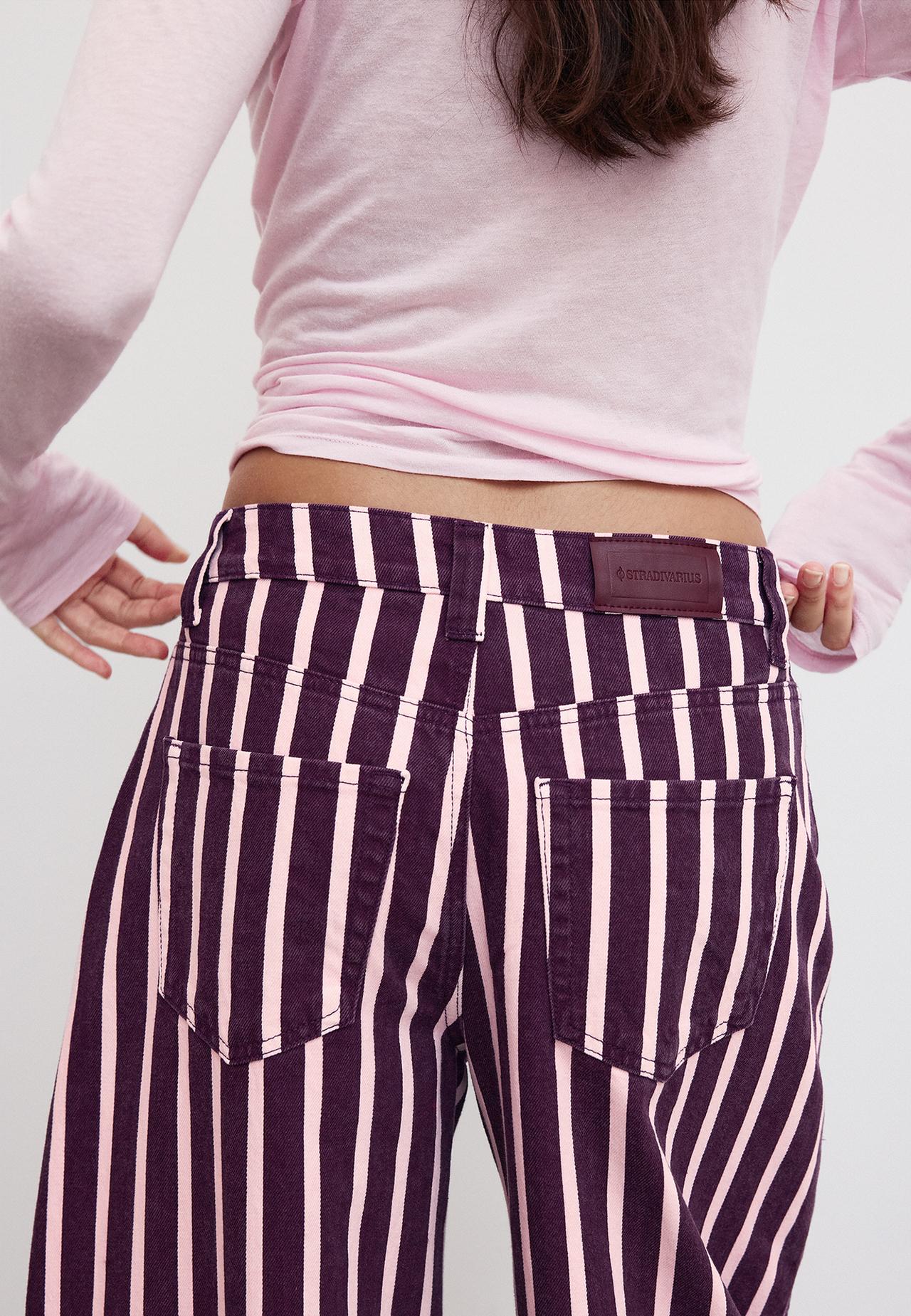 Striped barrel jeans — Purple