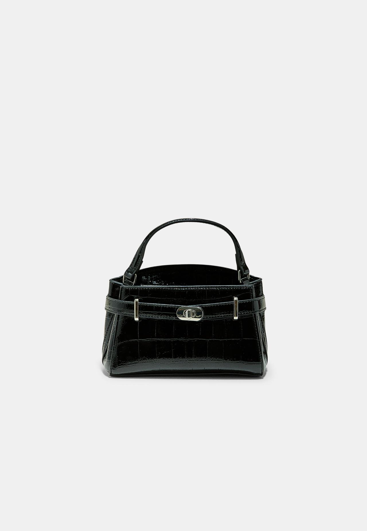 City crossbody bag with coconut effect — Black