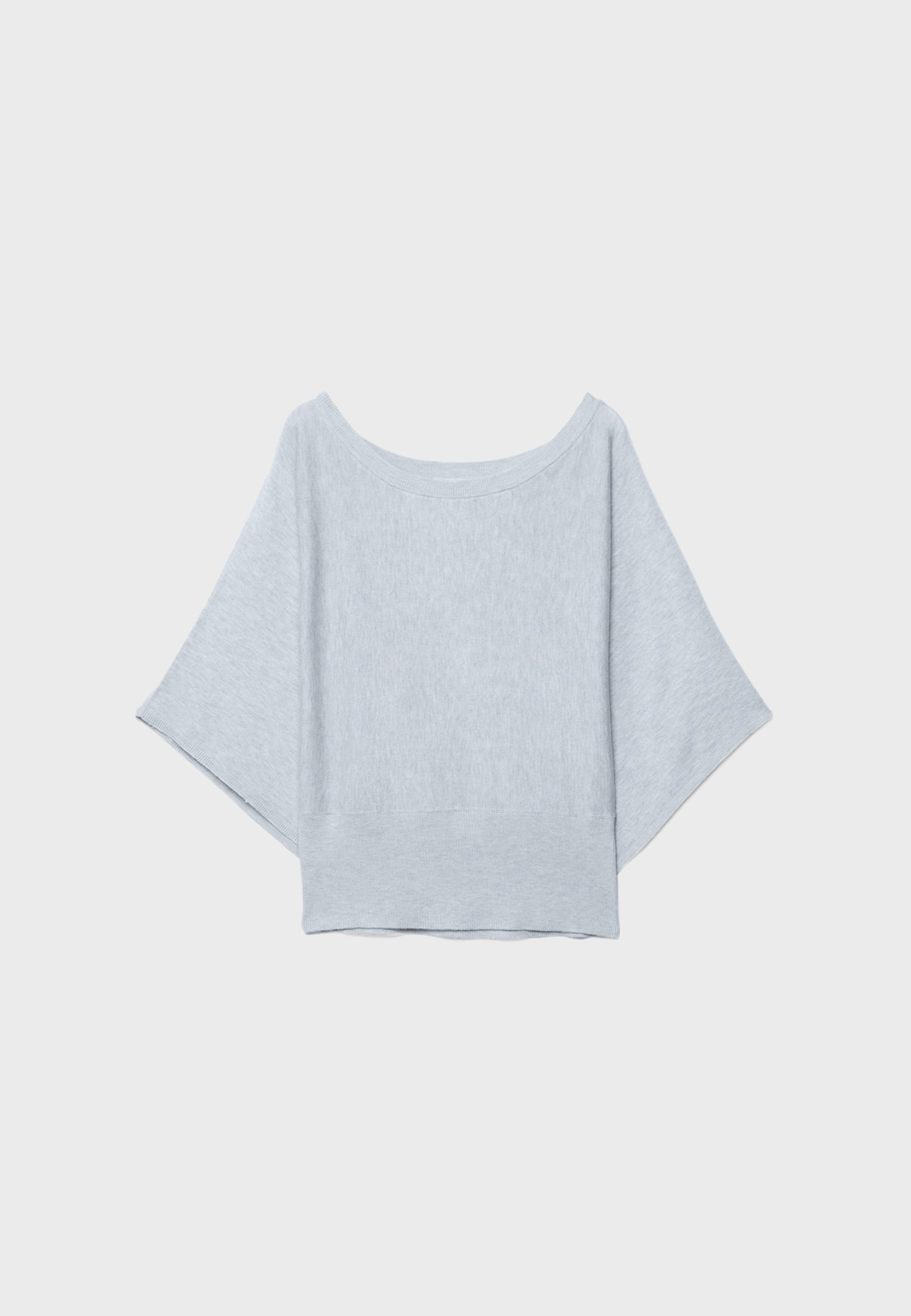 Wide sleeve knit sweater — Grey melange