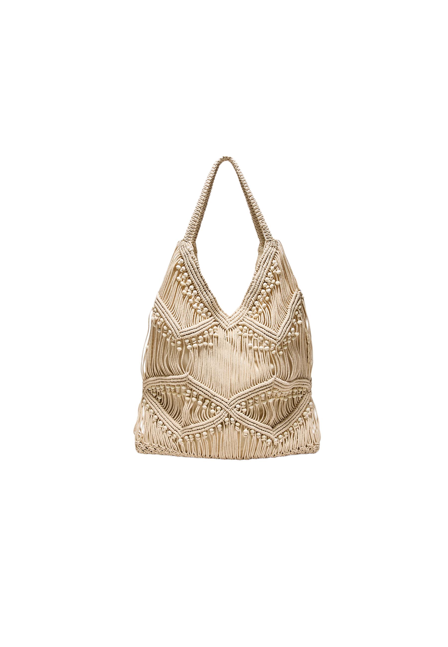 Macramé shoulder bag — Ecru