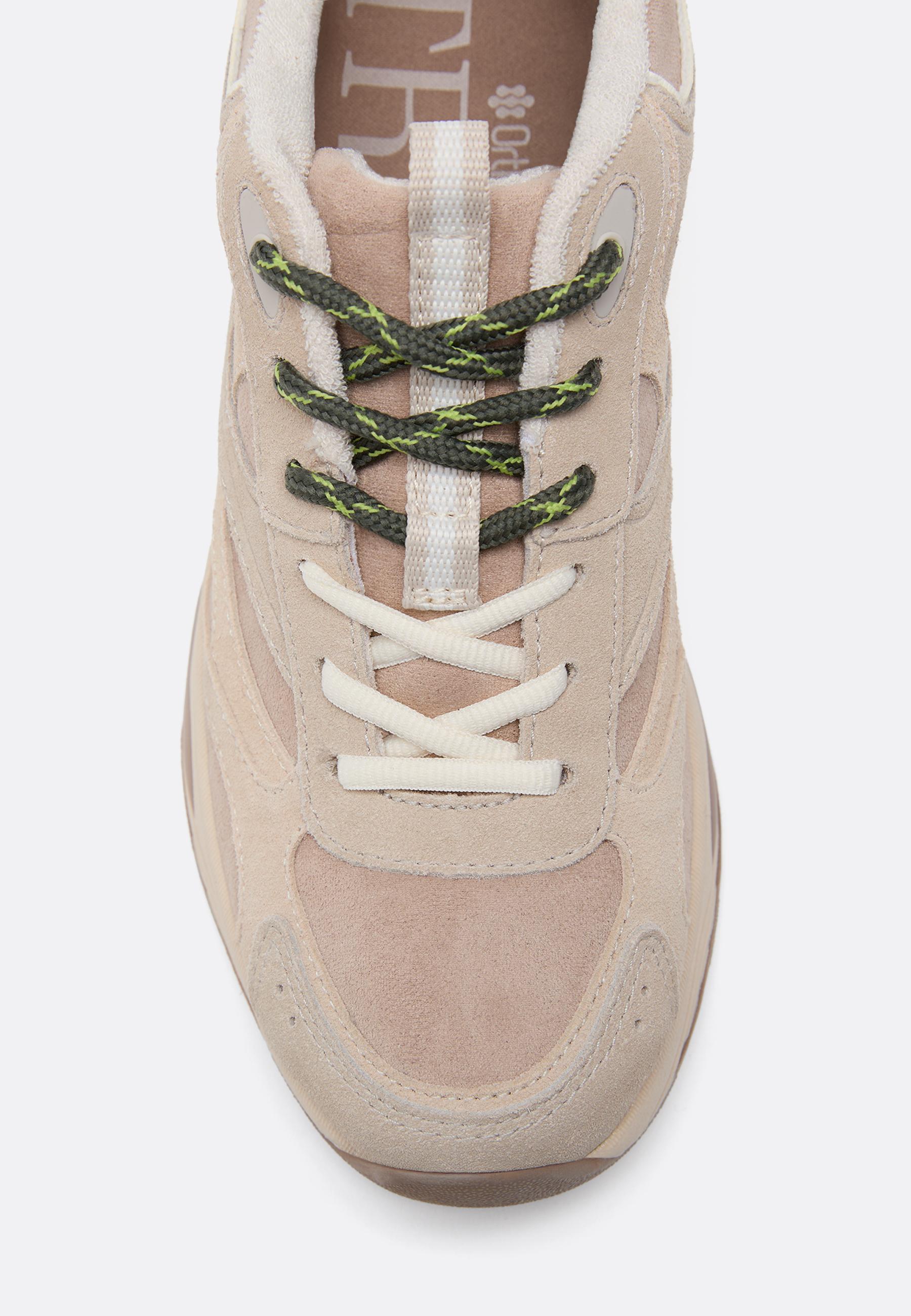 Leather detail trainers — BEIGE