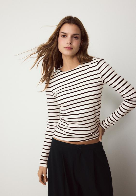 basic gestreept t shirt met lange mouwen