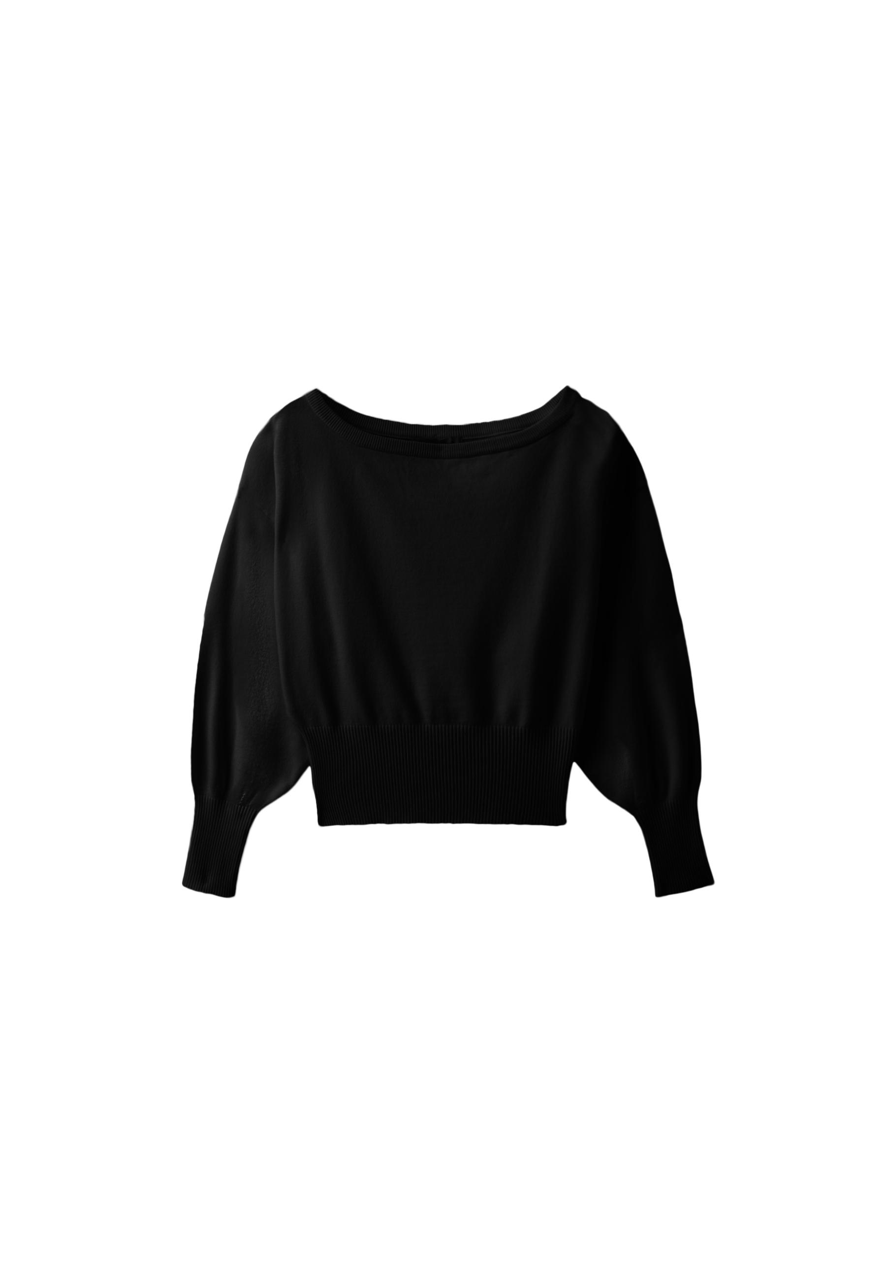 Asymmetric ribbed hem knit jumper — Black