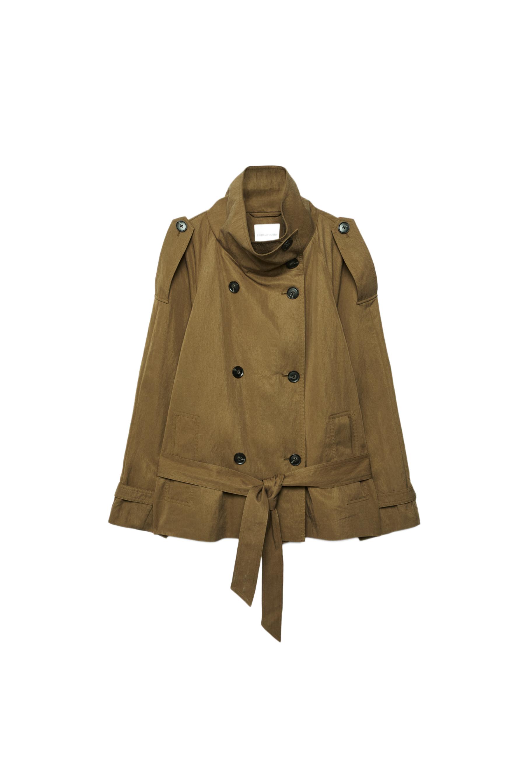 Short high neck trench coat — Khaki