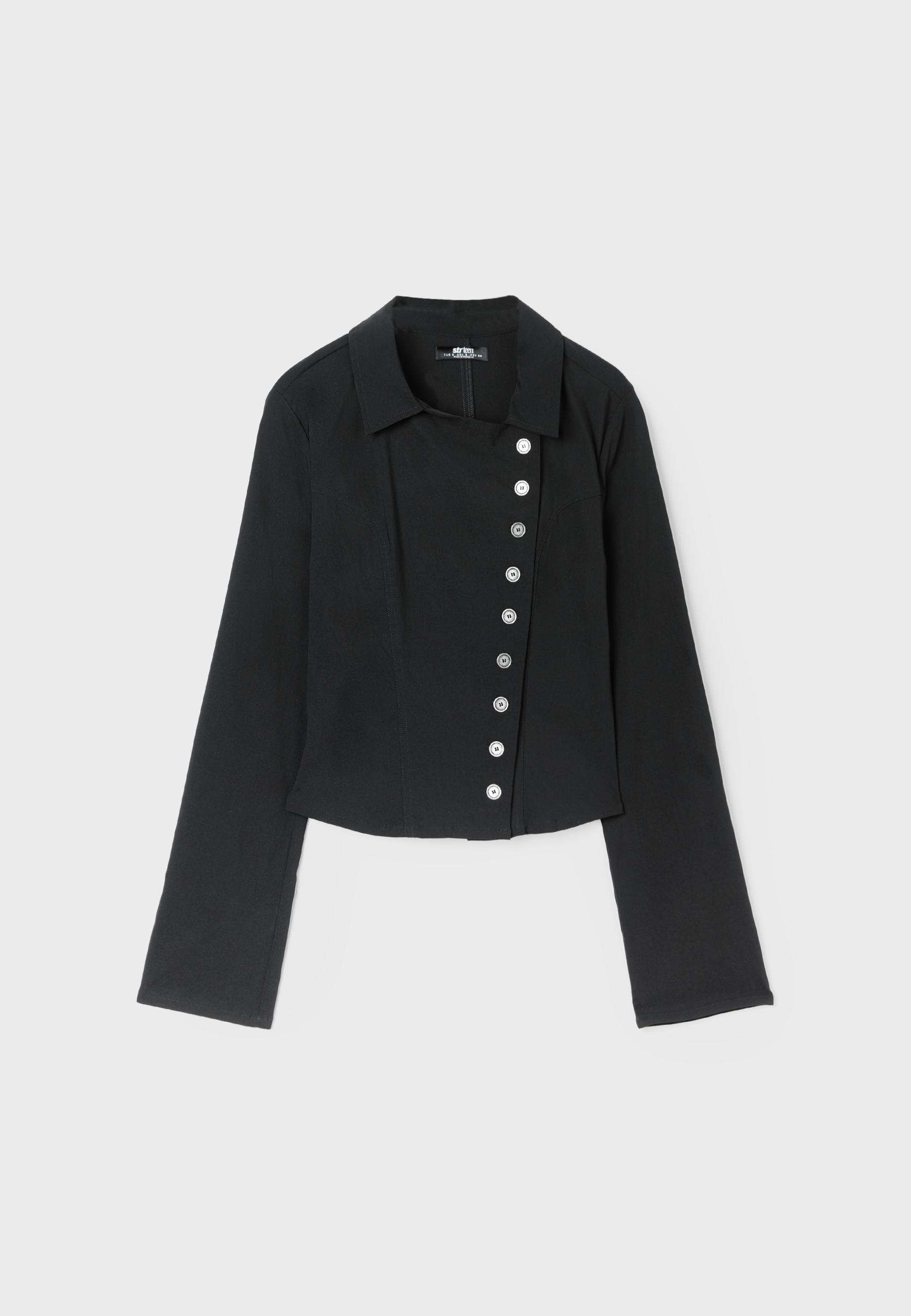 Button-up crossover shirt — Black