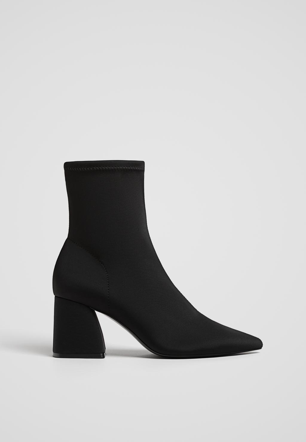 Fabric high-heel ankle boots