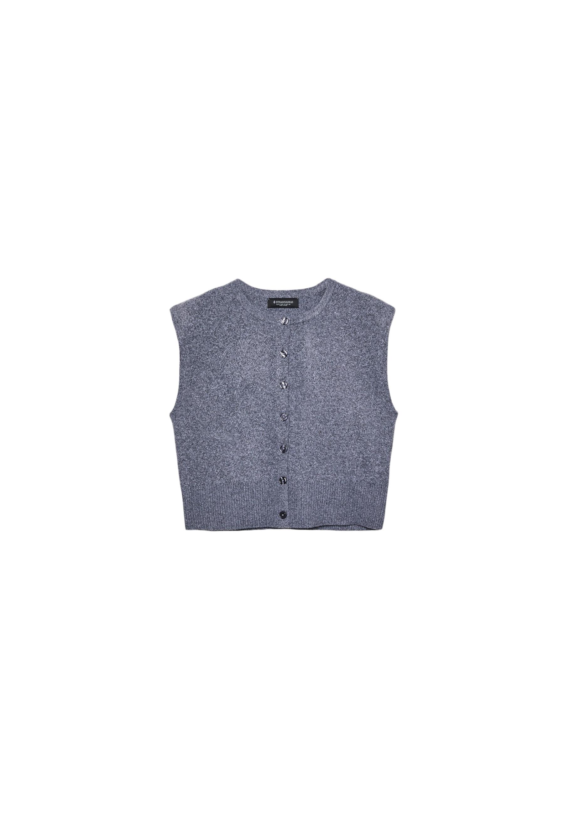 Knit vest with padded shoulders — Dark grey