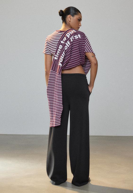 yumusak dokulu palazzo jogger pantolon