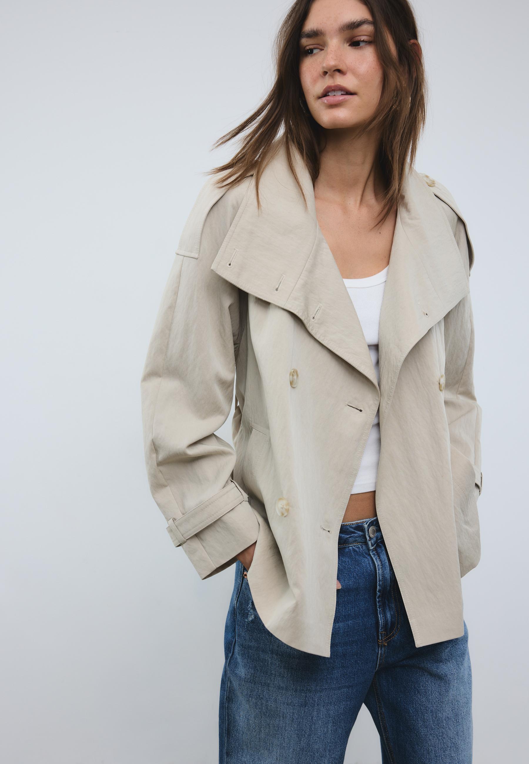 High neck trench — Beige