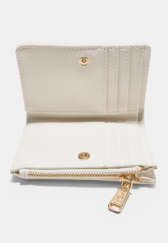 Stradivarius Saffiano Card Holder Purse White Os