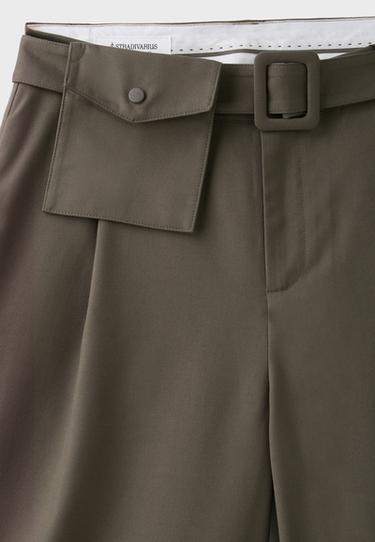 Smart Bermuda shorts with belt detail — Brown 9