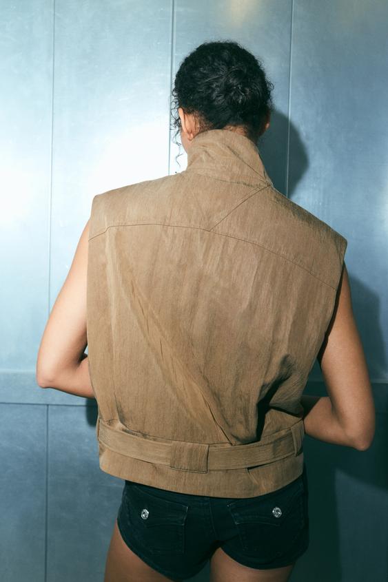 Stradivarius Gilet Fluide Utilitaire Brun L