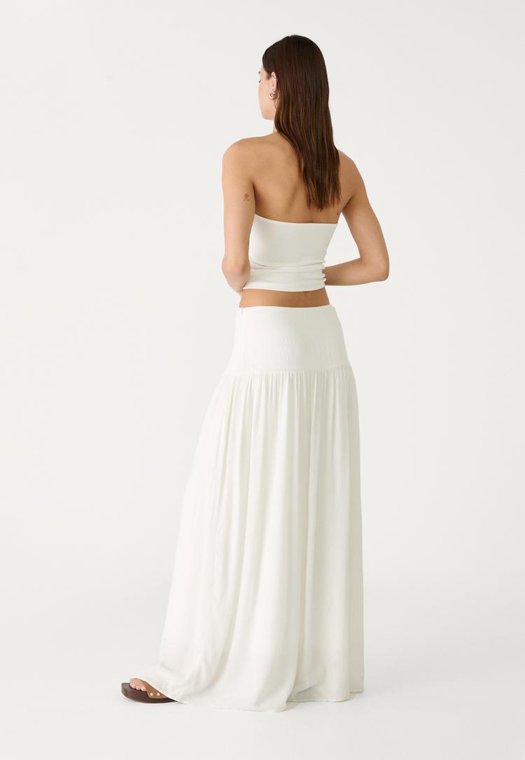 falda combinada fluida midi