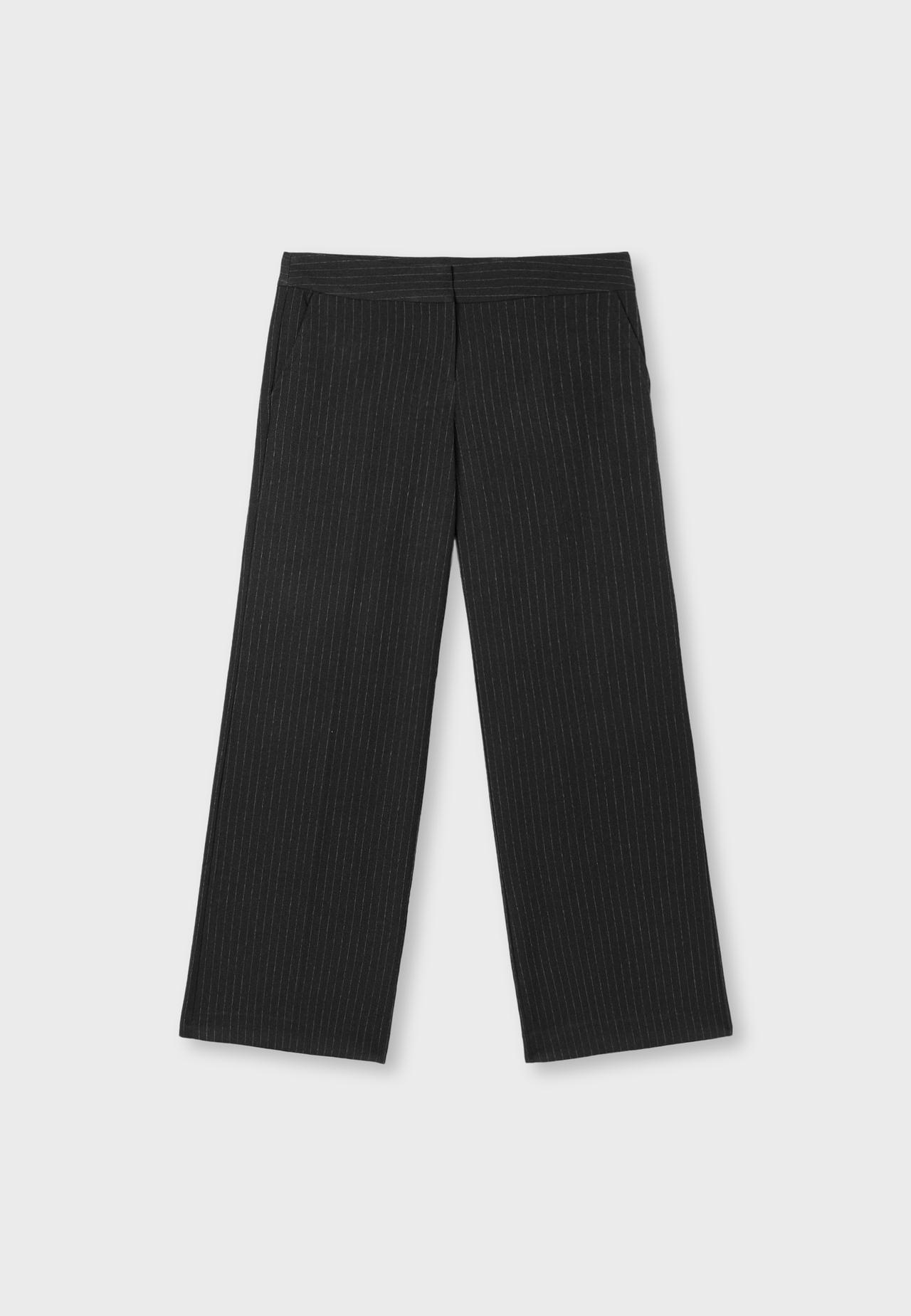 Striped low-rise smart trousers — Dark grey