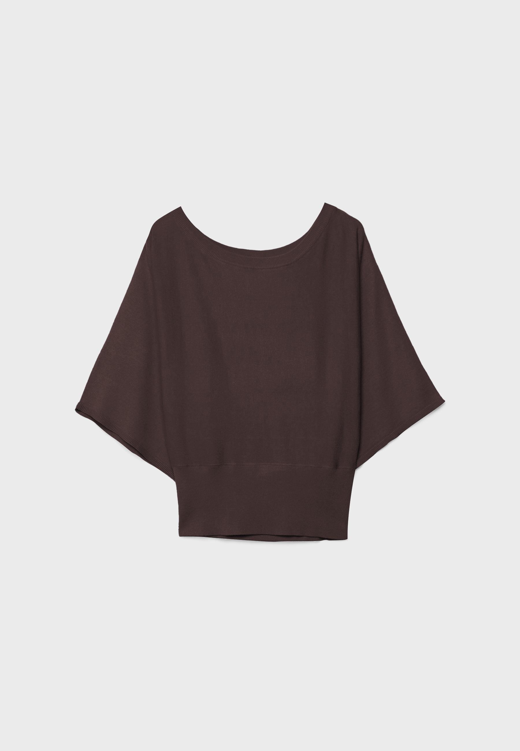 Wide sleeve knit sweater — Brown