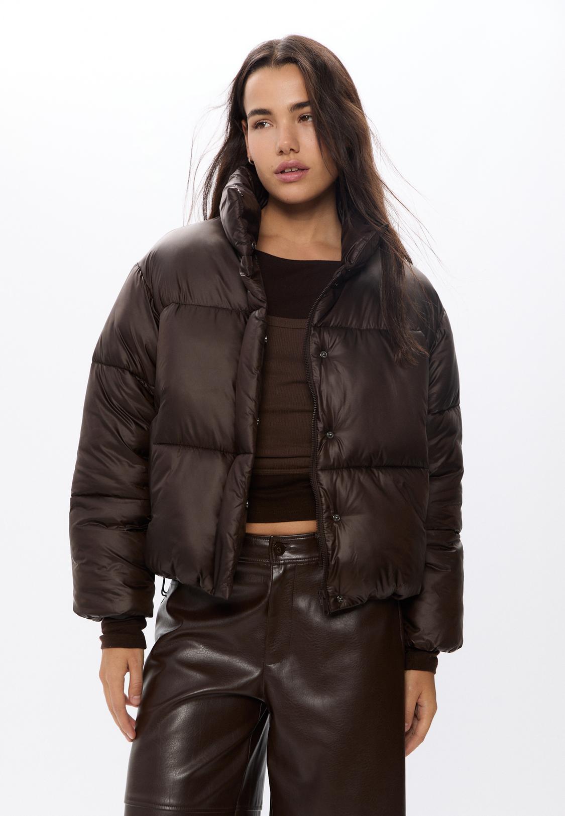 Satin-effect puffer jacket