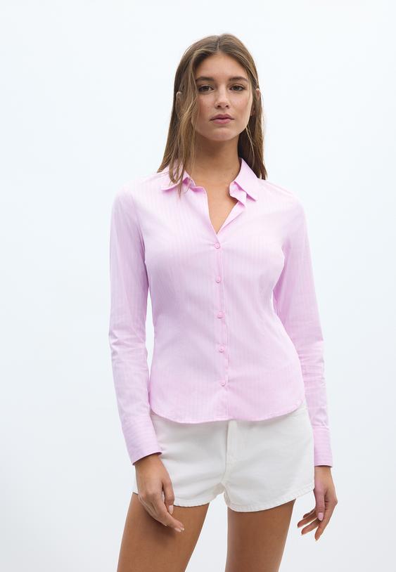 camicia basic fitted a righe