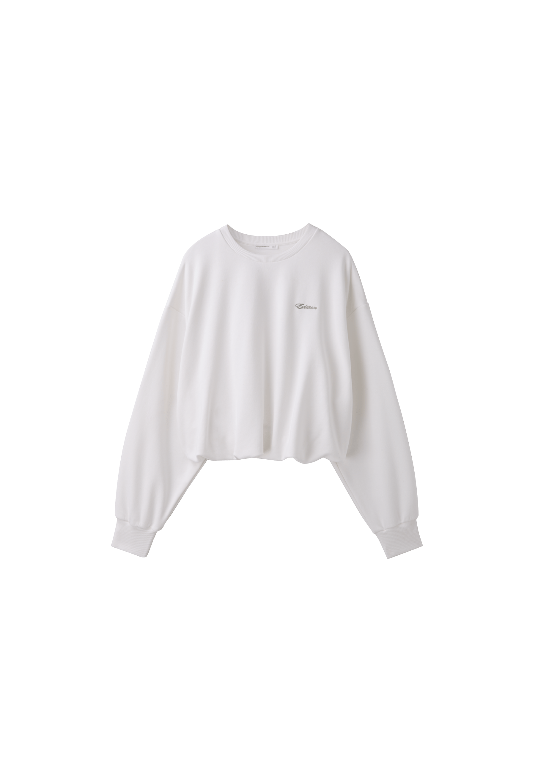 Balloon-hem cropped sweatshirt — Ecru