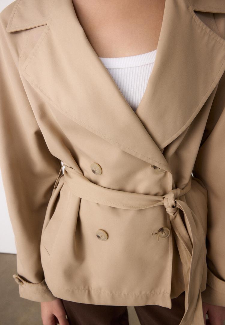 short flowing trench coat with belt