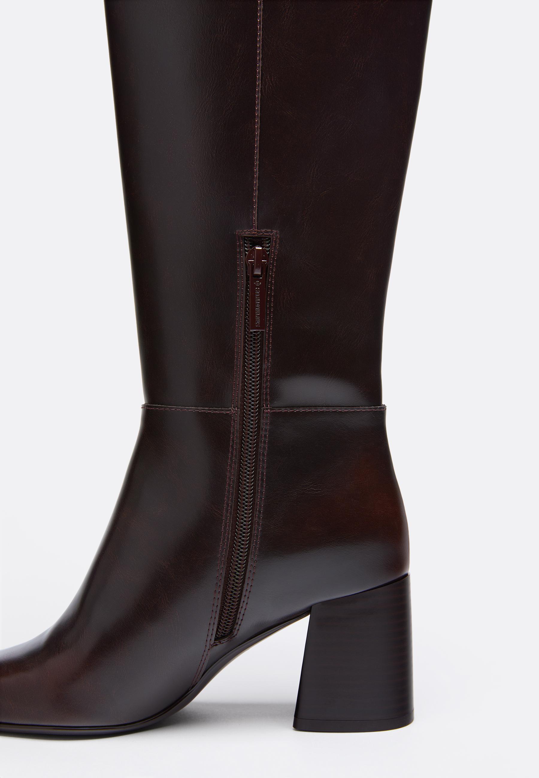 Brown heeled high boots — BROWN