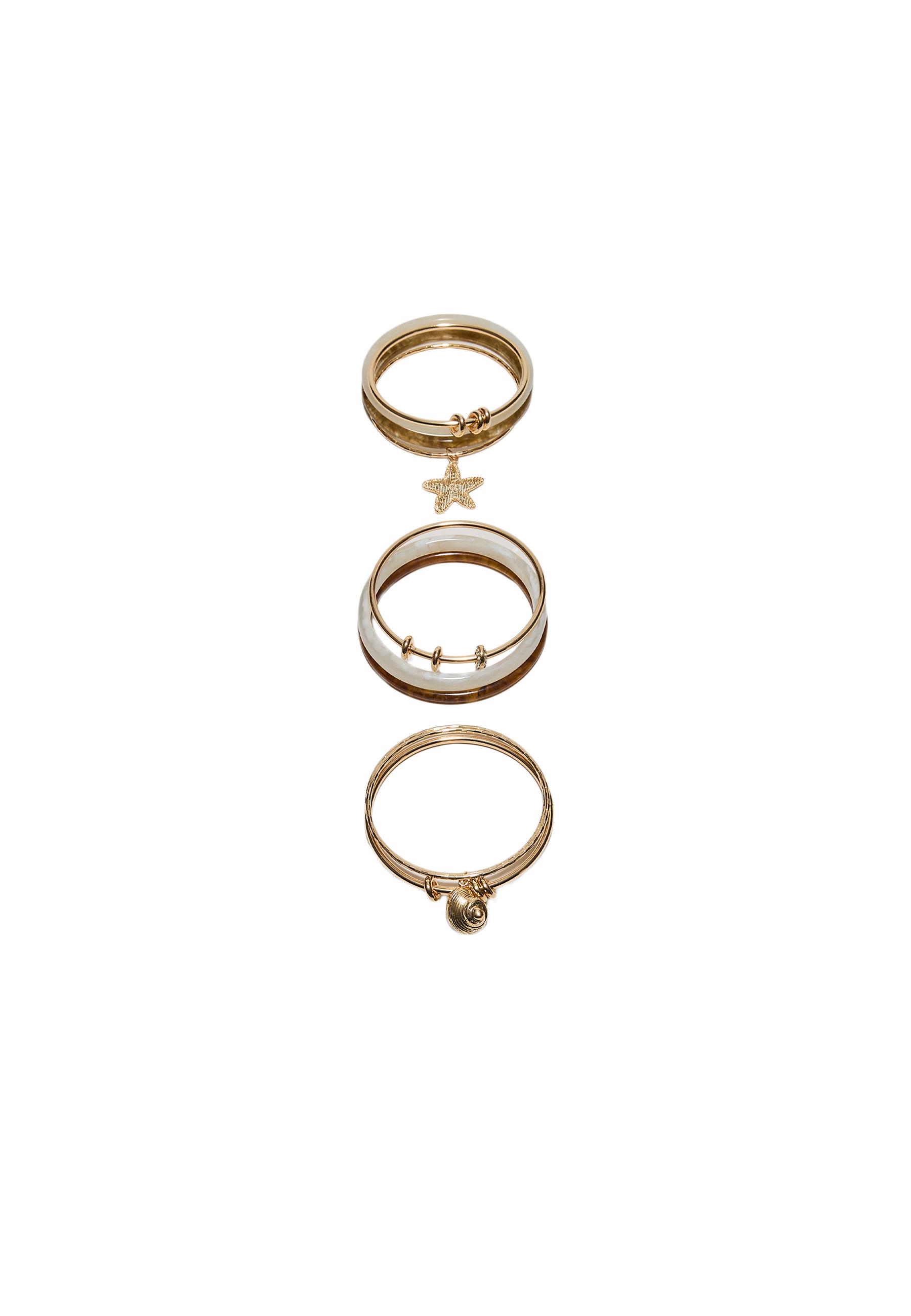 Set of 10 sea charm bracelets — Gold